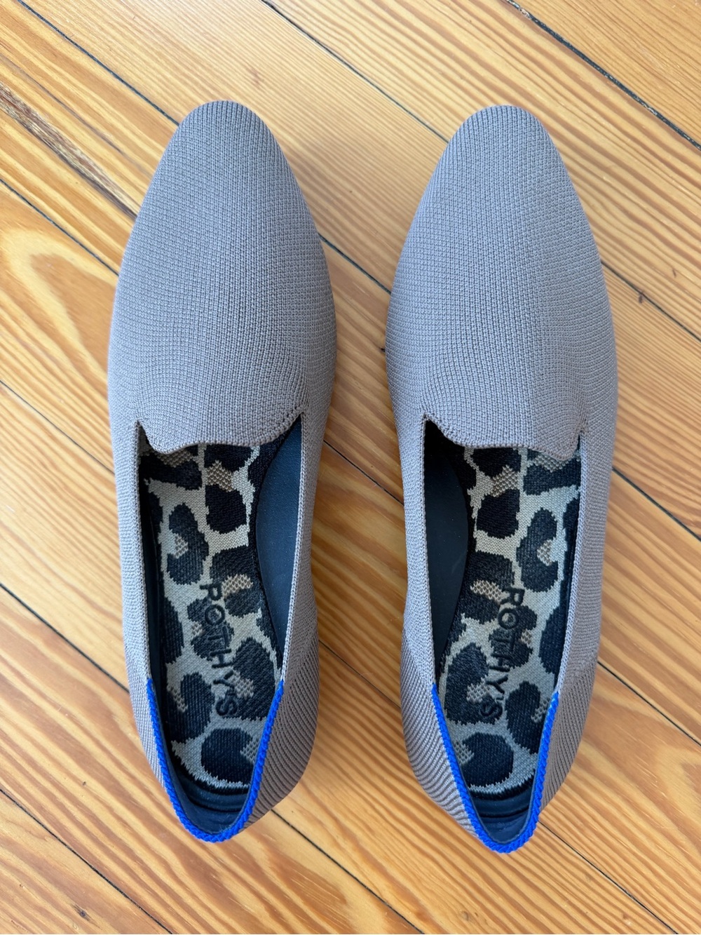 Rothy's Gray Knit Flats with Blue Trim